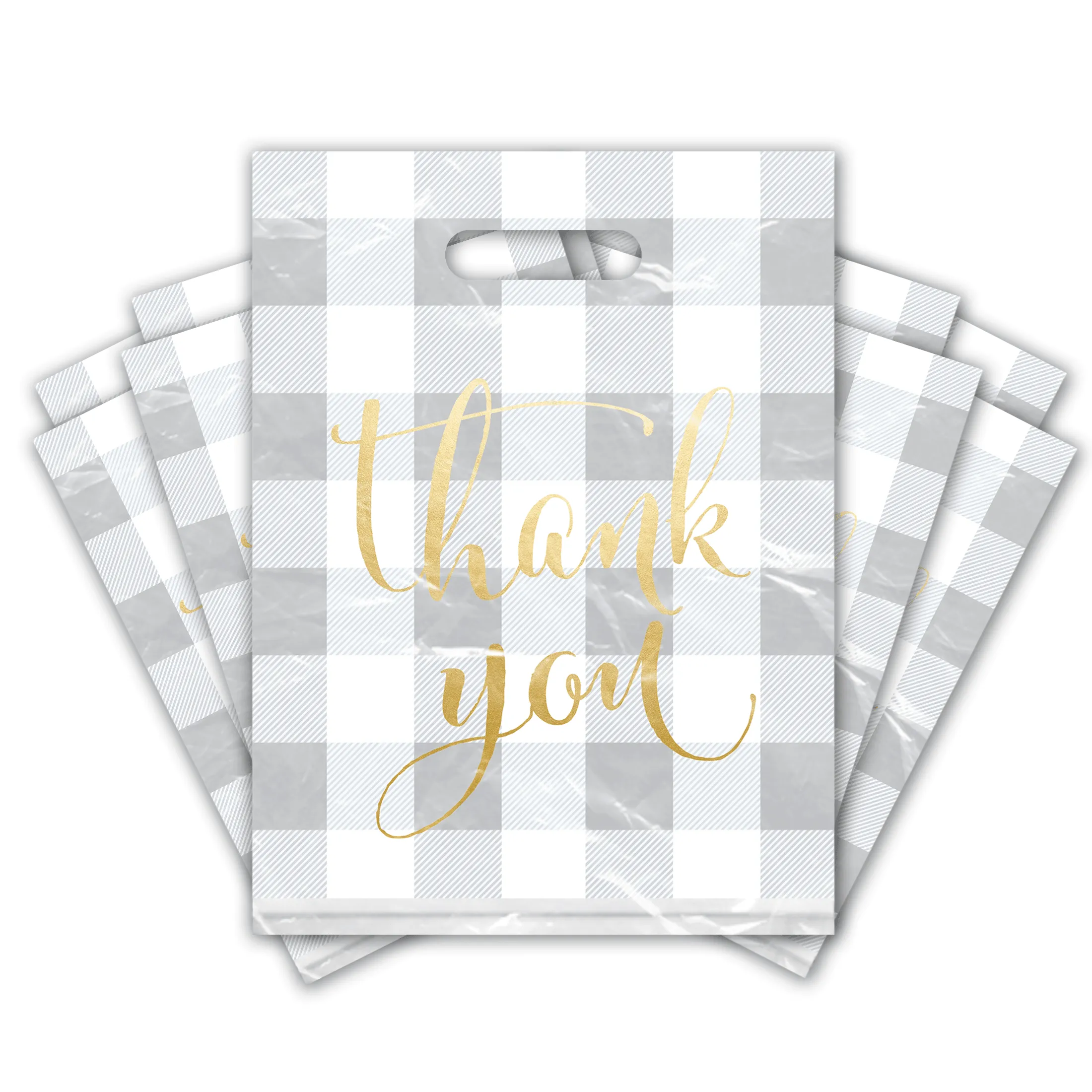 12x15 Buffalo Check Designer Poly Plastic Merchandise Bags Premium Printed Bags