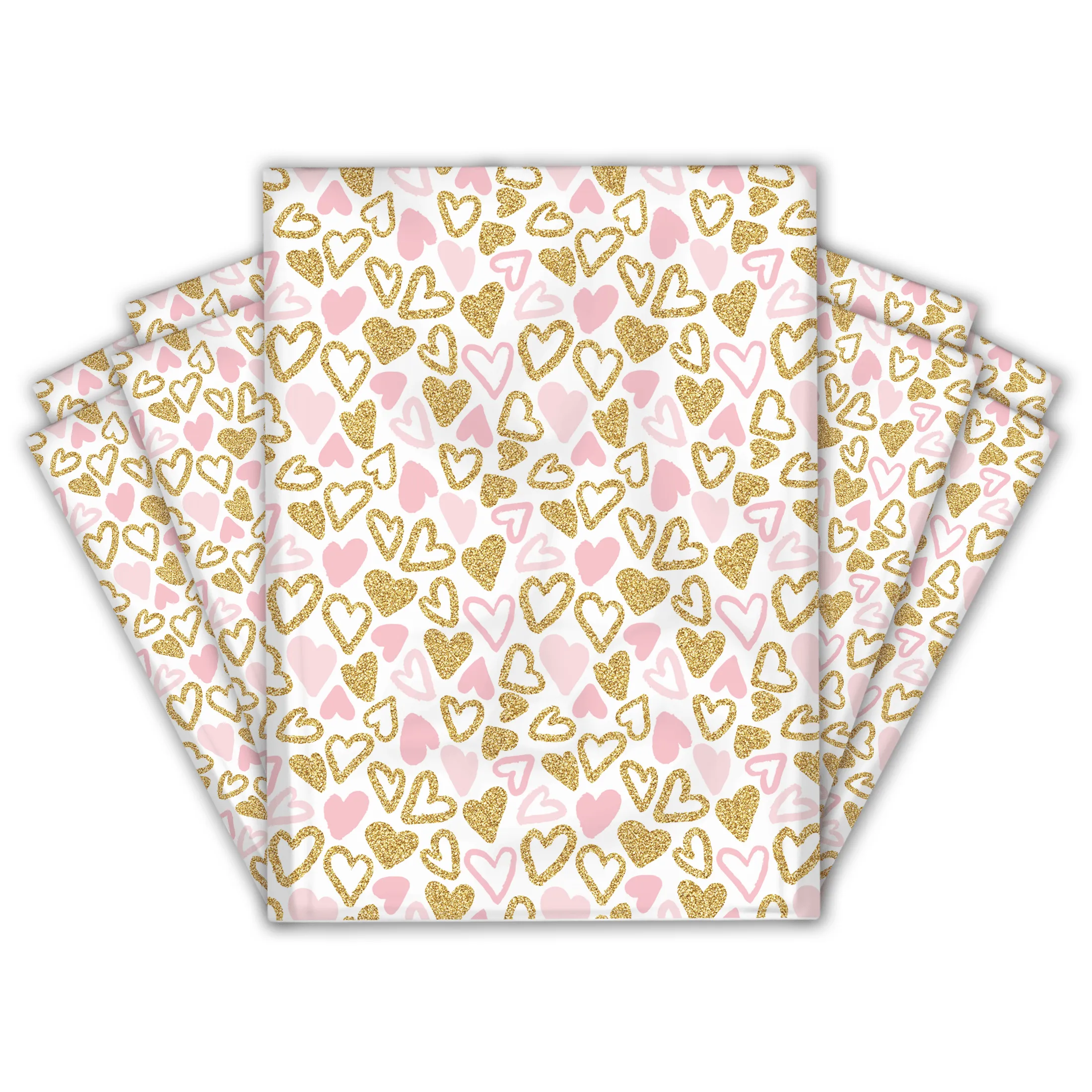 19x24" Pink and Gold Hearts Designer Poly Mailers Shipping Envelopes Premium Printed Bags