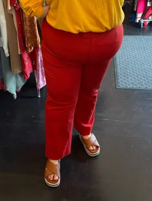 Anne Klein Red Straight Leg Trousers, Size 24W