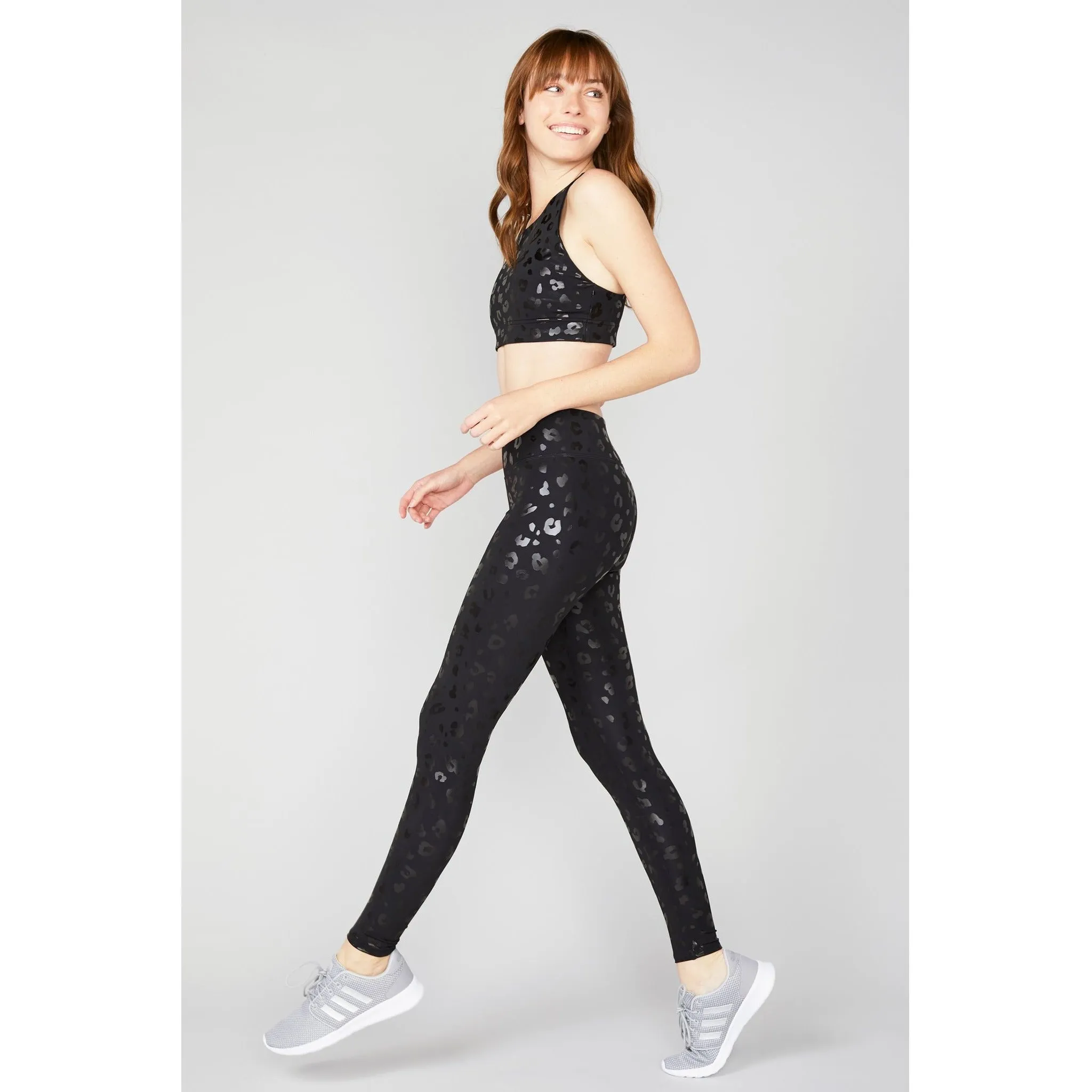 Black Cheetah Foil Tall Band Leggings