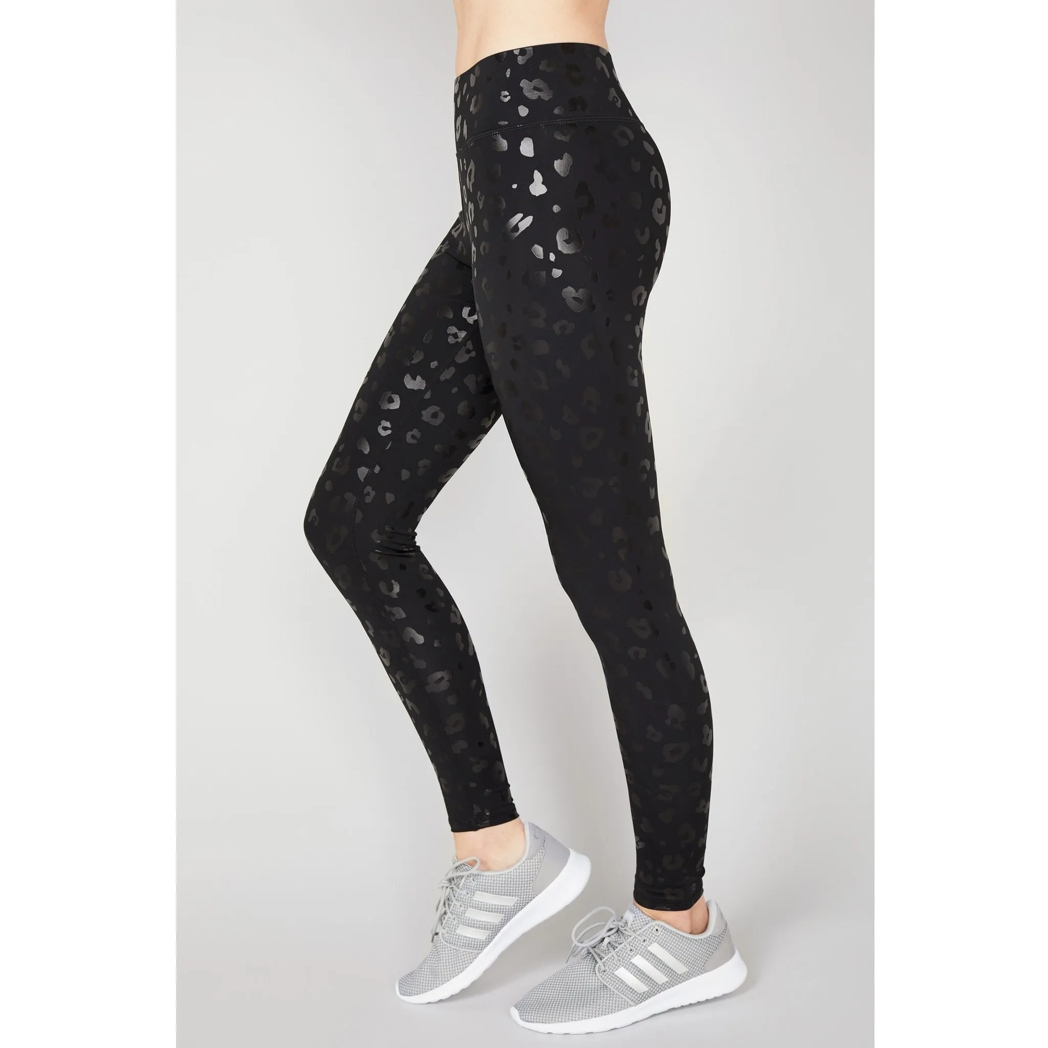Black Cheetah Foil Tall Band Leggings