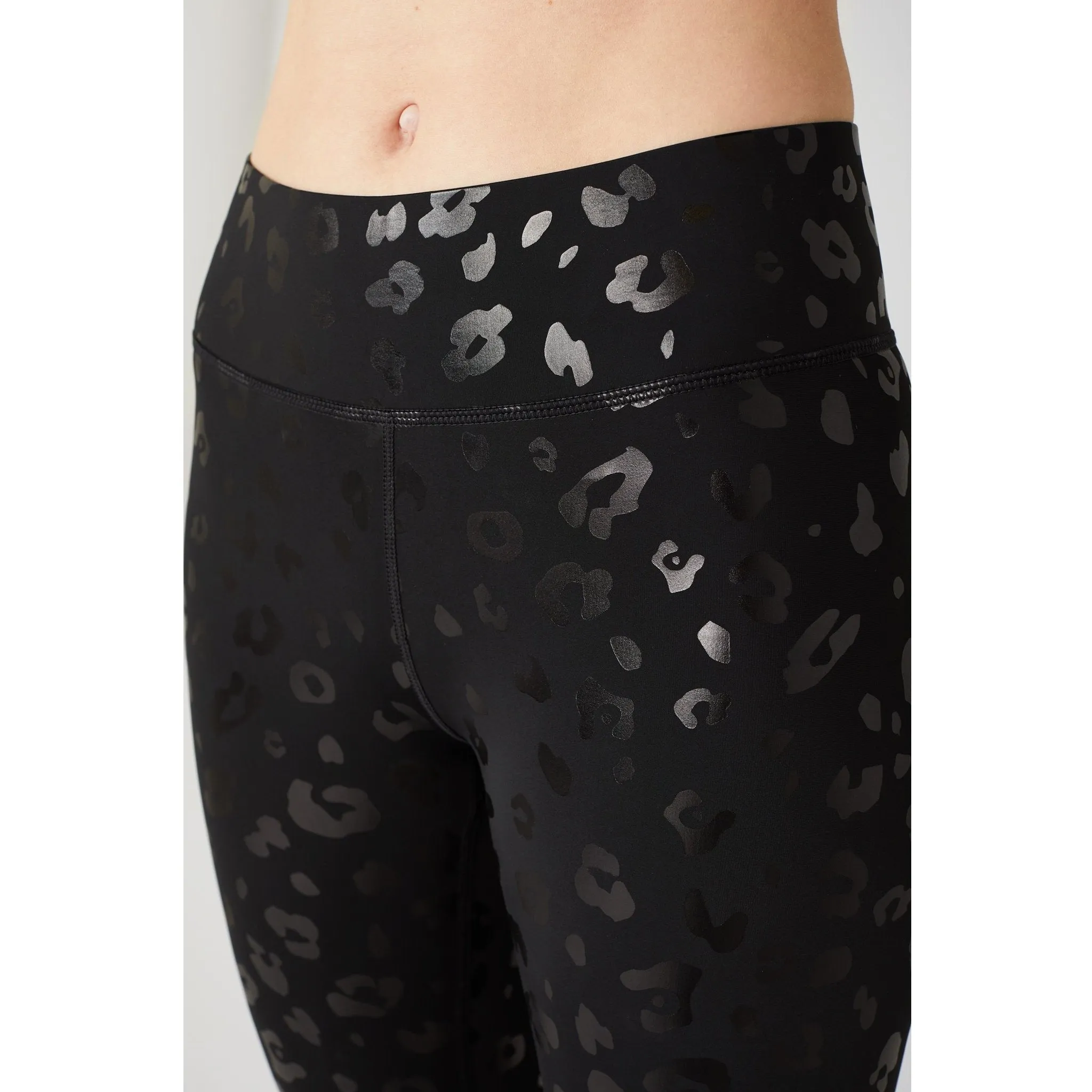 Black Cheetah Foil Tall Band Leggings