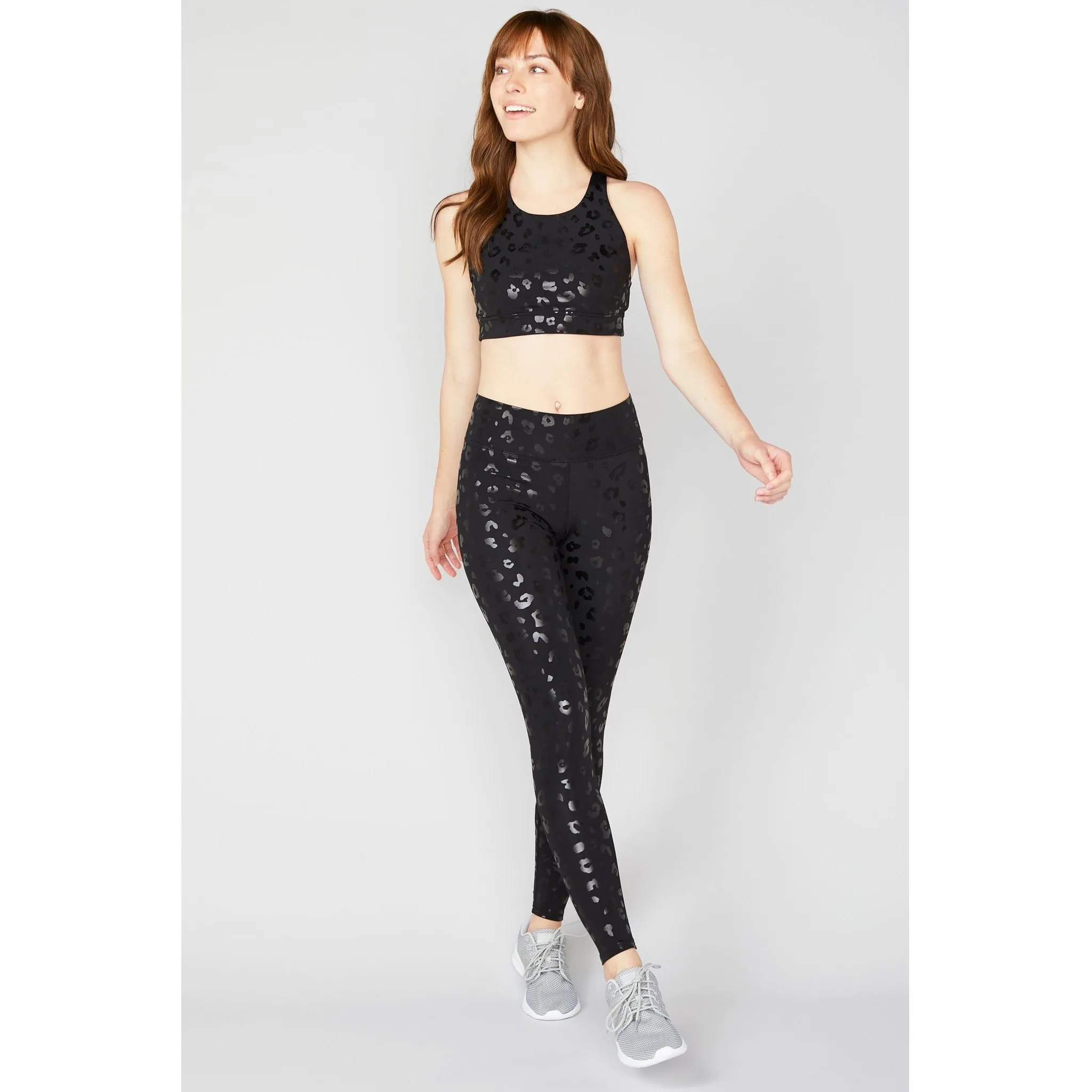 Black Cheetah Foil Tall Band Leggings