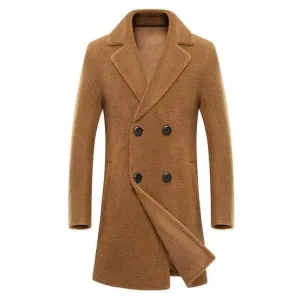 BRADFORD Design Collection Men's Fashion Khaki Brown Coat Jacket Premium Quality Long Wool Blend Trench Coat Jacket