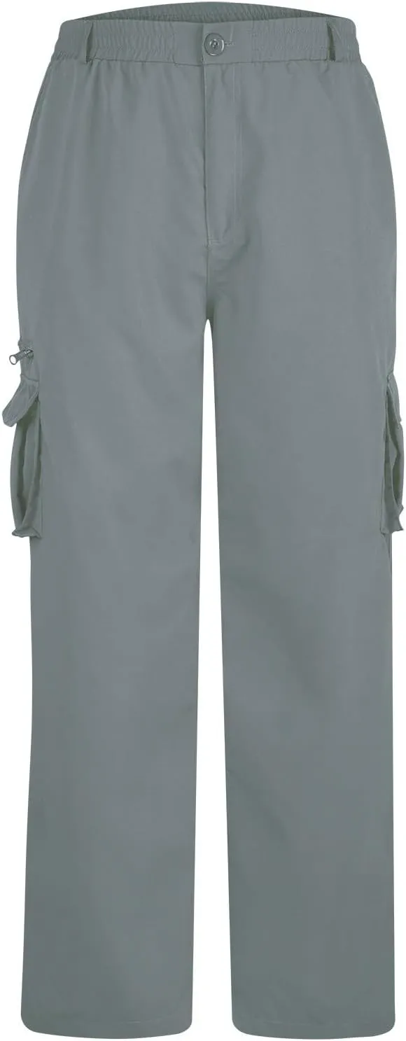Cargo Pants for Men Elastic Waist Sweatpants Male Athletic Hiking Pants Multic Pockets Drawstring Chino Cotton Slacks