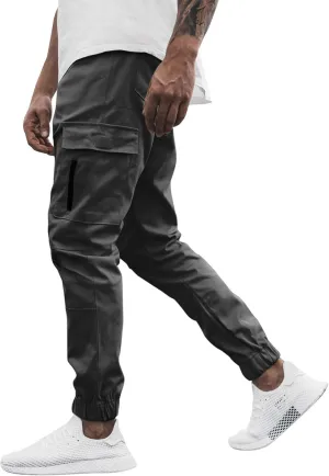 Cargo Pants for Men Work Work Pants Wild Drawstring Sports Jogger with Pockets Long Pants Men's Slim Fit Gym Running