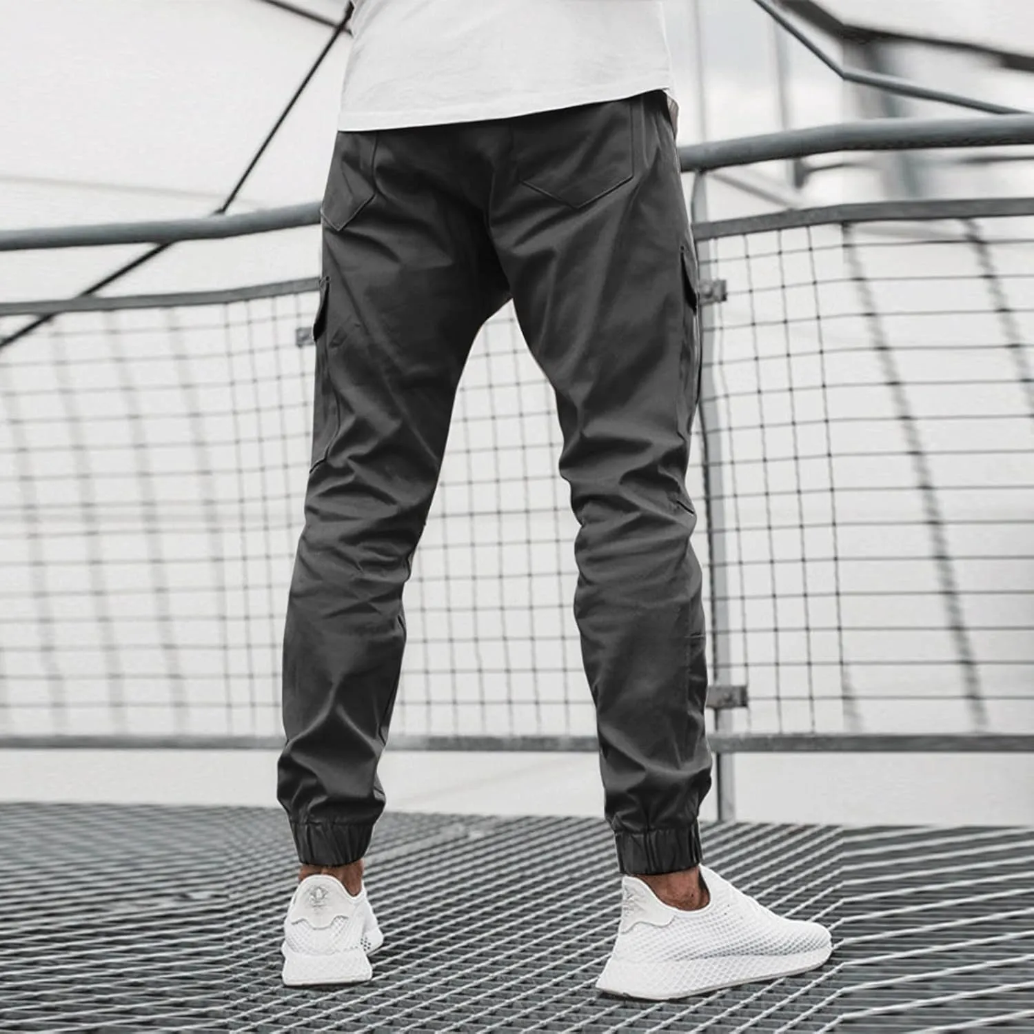 Cargo Pants for Men Work Work Pants Wild Drawstring Sports Jogger with Pockets Long Pants Men's Slim Fit Gym Running