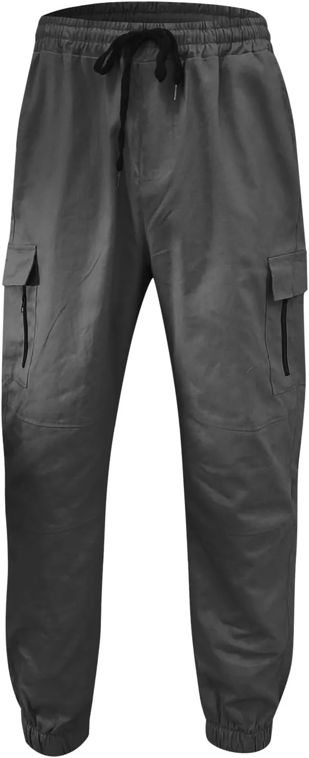 Cargo Pants for Men Work Work Pants Wild Drawstring Sports Jogger with Pockets Long Pants Men's Slim Fit Gym Running