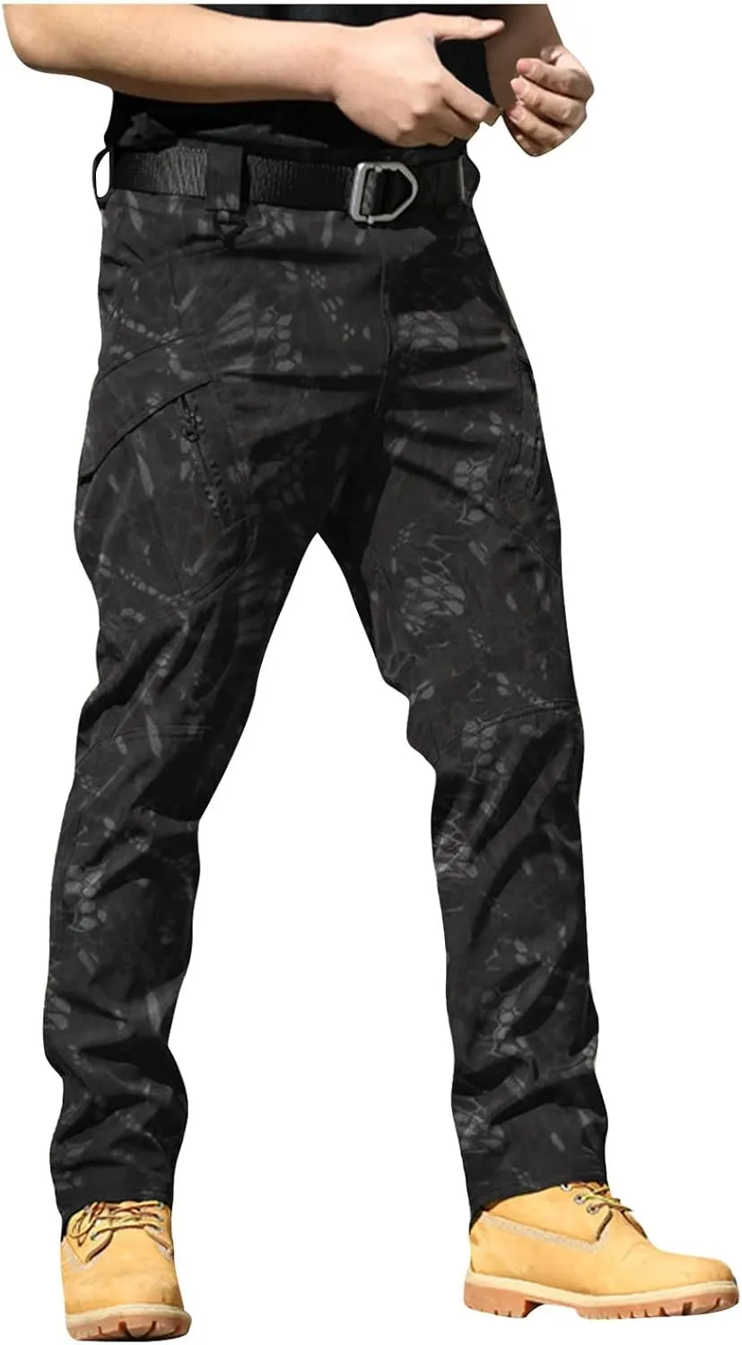 Cargo Pants Men Big and Tall Multi Pockets Jogger Pants Loose Fit Ripstop Hiking Tactic Straight Leg Trousers