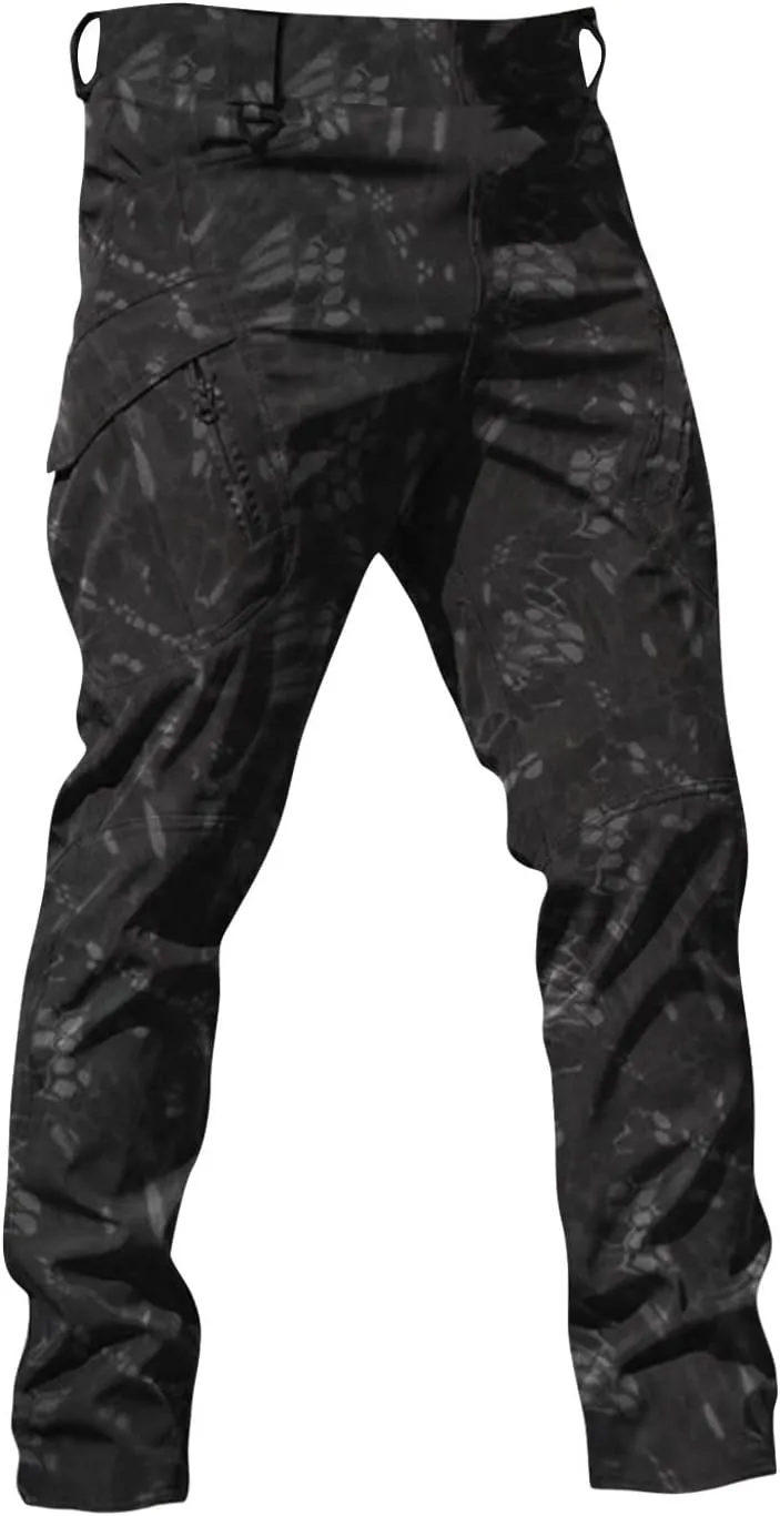 Cargo Pants Men Big and Tall Multi Pockets Jogger Pants Loose Fit Ripstop Hiking Tactic Straight Leg Trousers