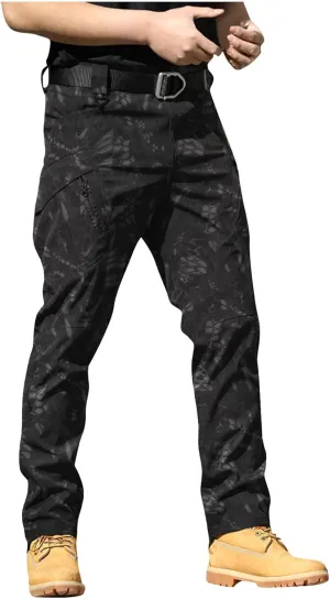 Cargo Pants Men Big and Tall Multi Pockets Jogger Pants Loose Fit Ripstop Hiking Tactic Straight Leg Trousers