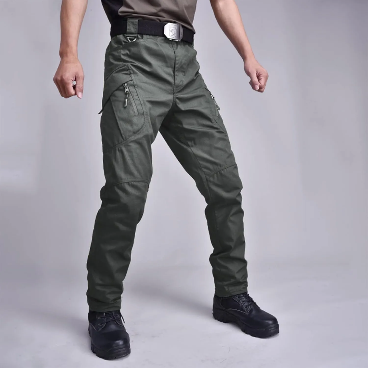 Cargo Pants Men Big and Tall Multi Pockets Jogger Pants Loose Fit Ripstop Hiking Tactic Straight Leg Trousers