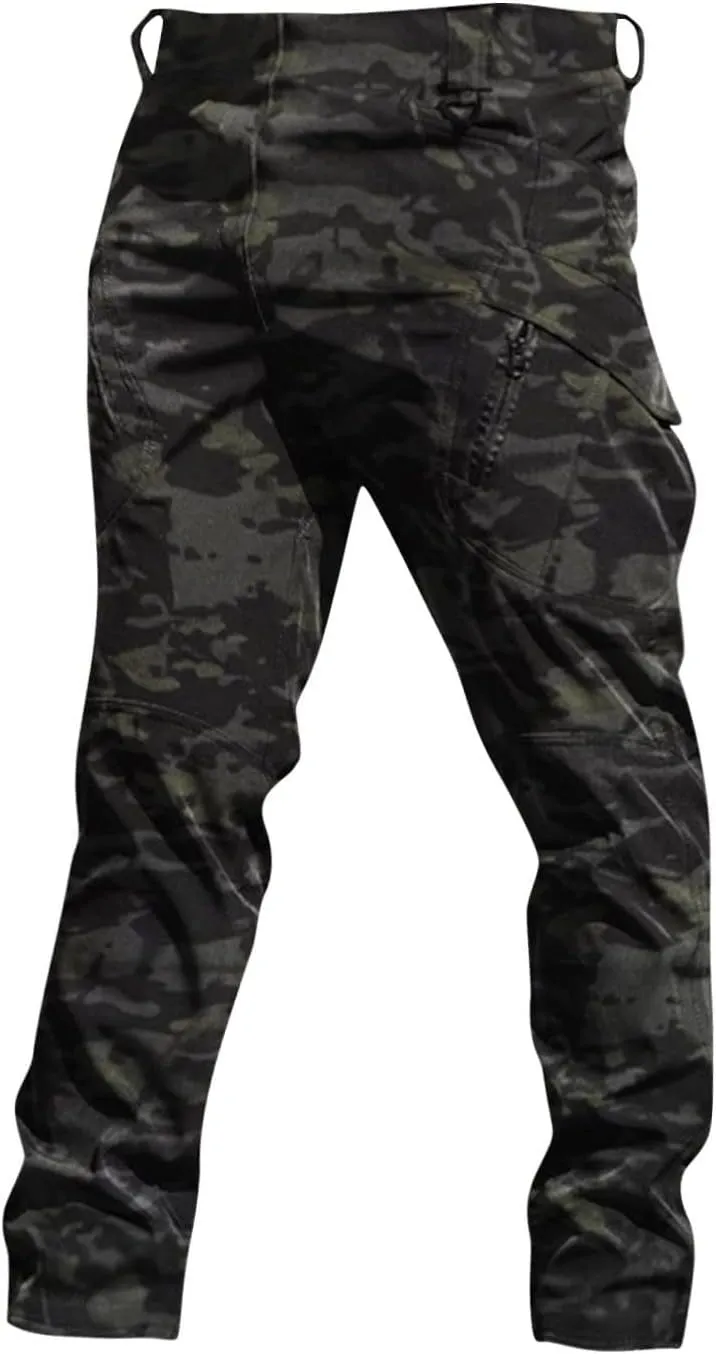 Cargo Pants Men Big and Tall Multi Pockets Jogger Pants Loose Fit Ripstop Hiking Tactic Straight Leg Trousers