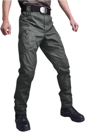 Cargo Pants Men Big and Tall Multi Pockets Jogger Pants Loose Fit Ripstop Hiking Tactic Straight Leg Trousers