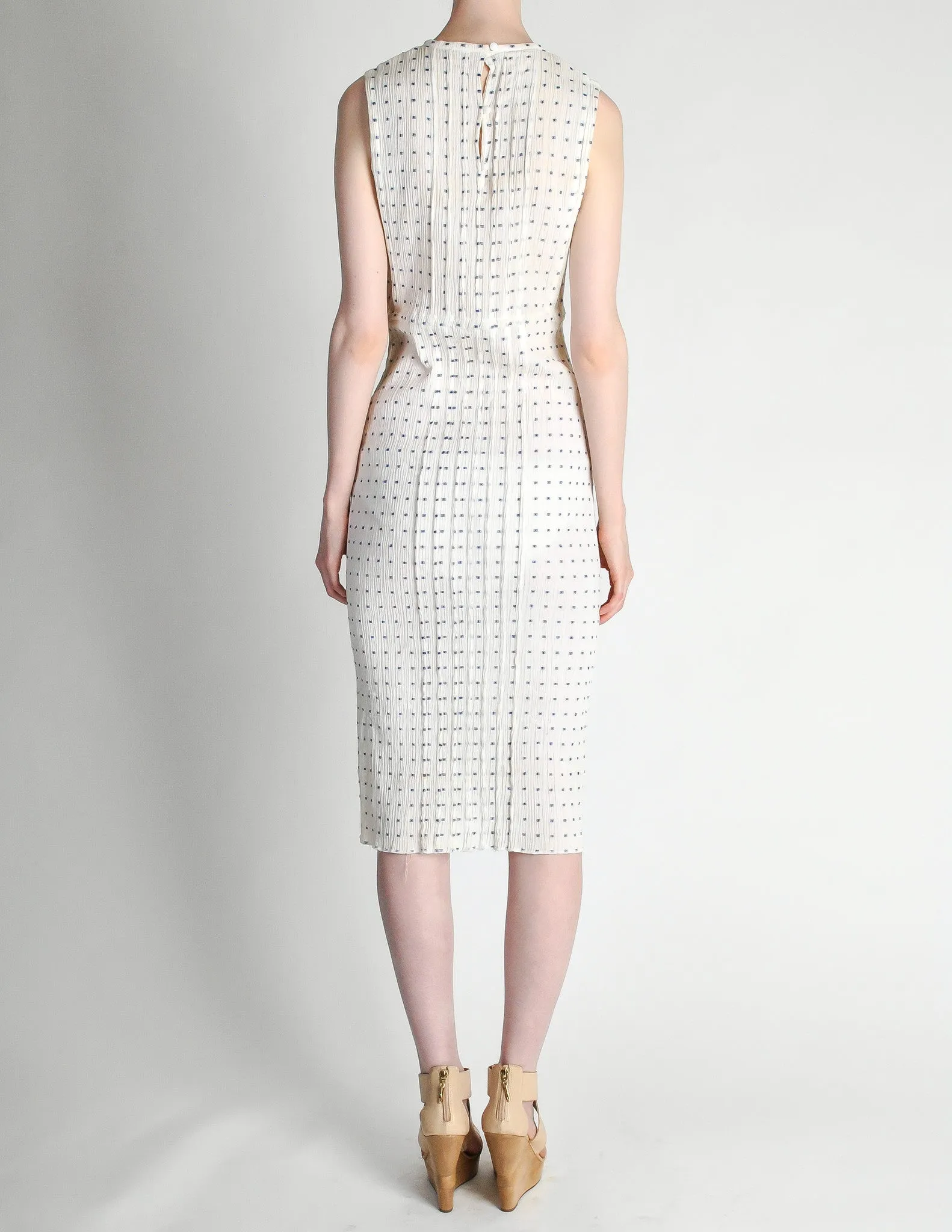 Courrèges Vintage Cream Gauze Blue Dot Sun Dress