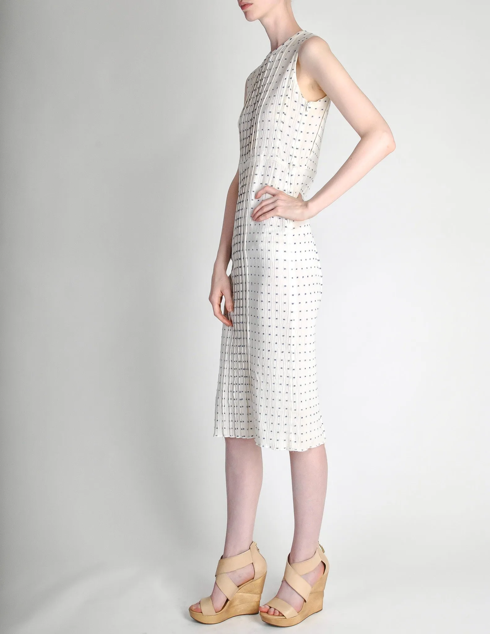 Courrèges Vintage Cream Gauze Blue Dot Sun Dress