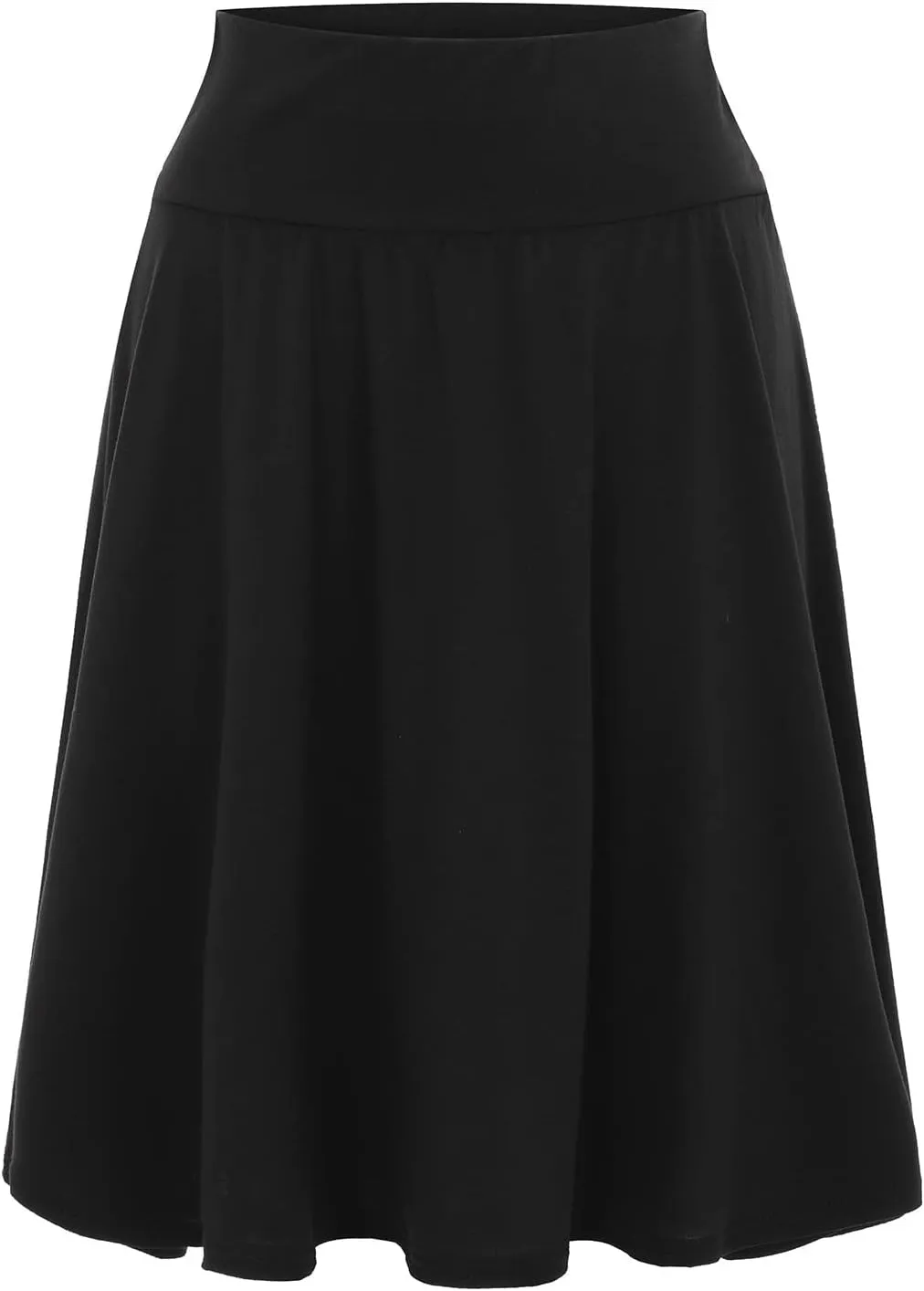 CTRLZS Pleated Skirts for Women Trendy Lightweight Flared Stretchy Midi Skater Skirt Plus Size High Waist Casual Jersey Skirt