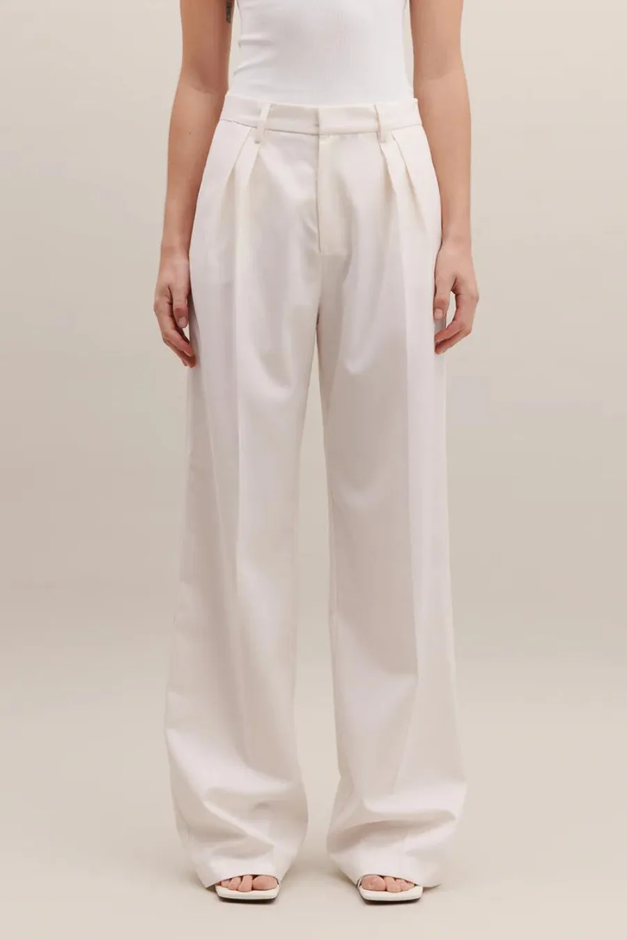Double Pleated Trouser Ivory