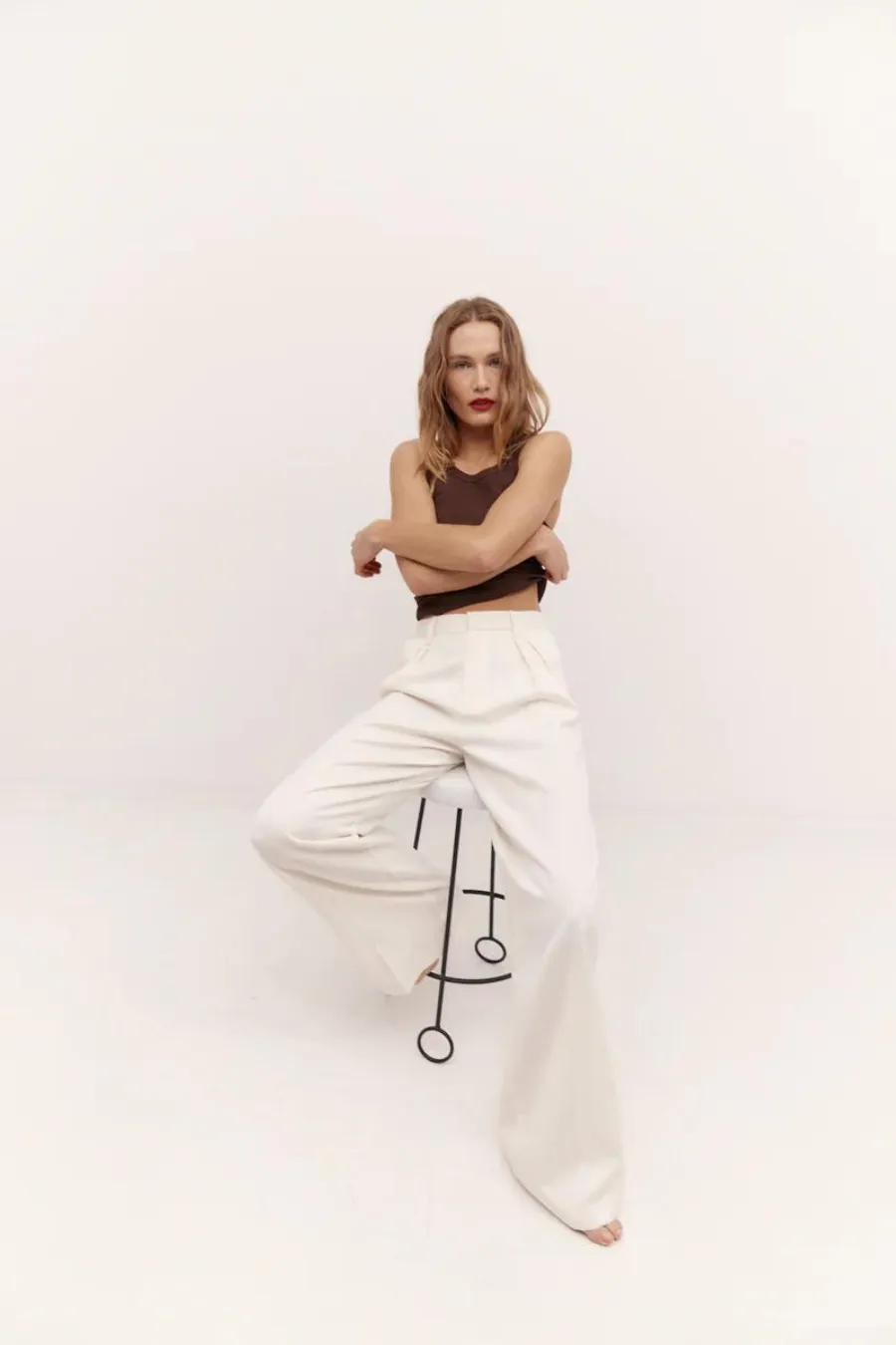 Double Pleated Trouser Ivory