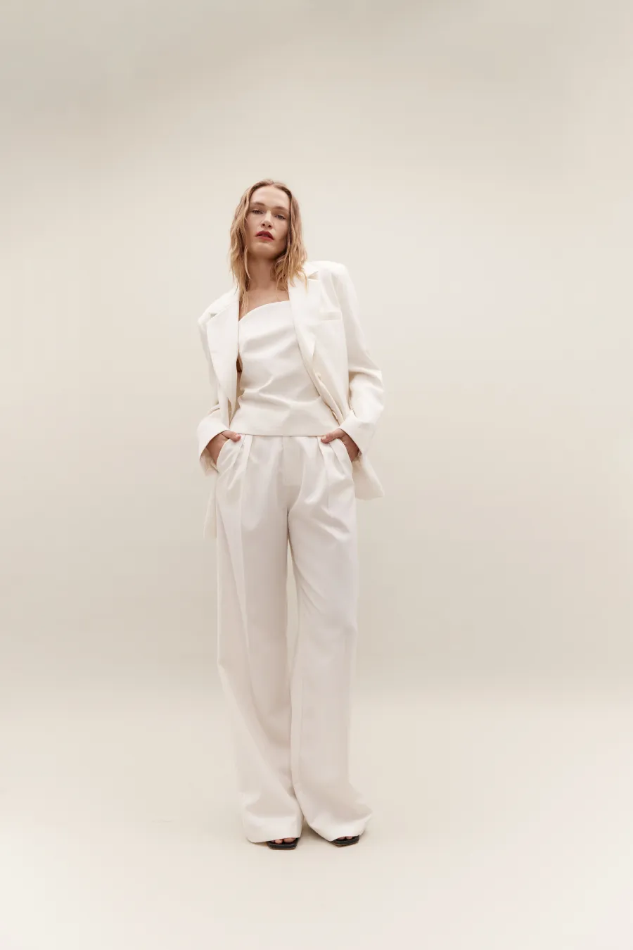 Double Pleated Trouser Ivory