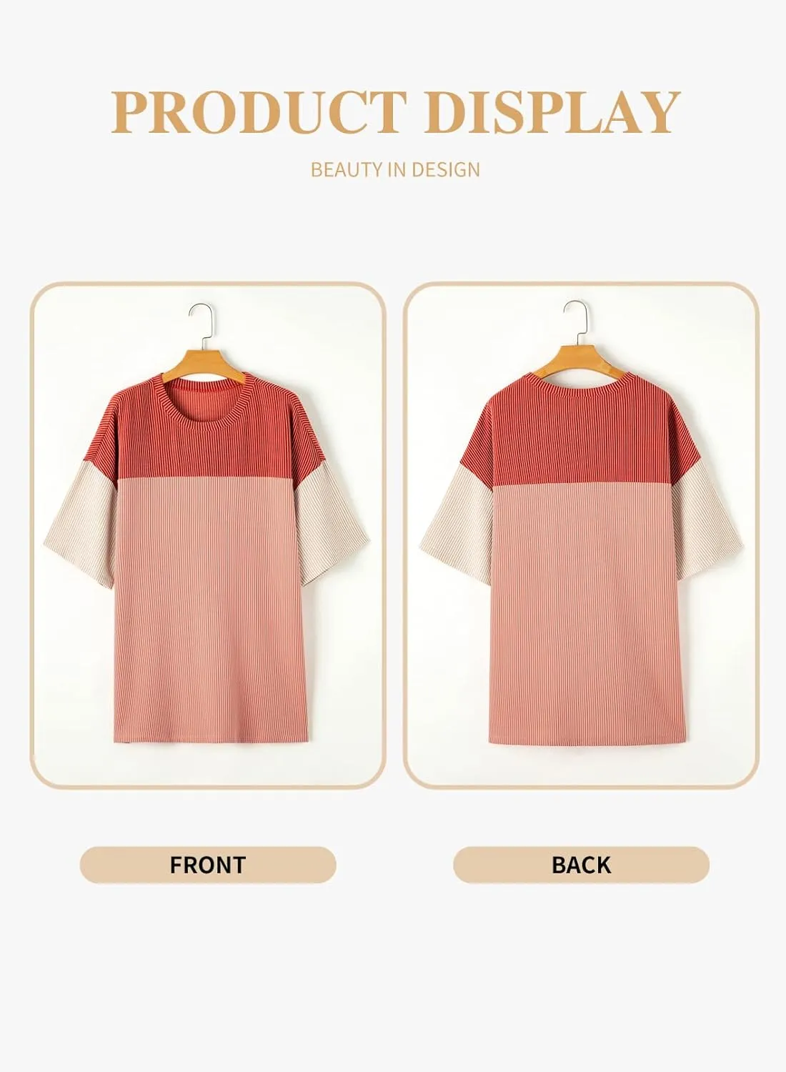 Eytino Womens Plus Size Tunic Tops Crewneck Short Sleeve Color Block Pullover Shirts (1X-5X)