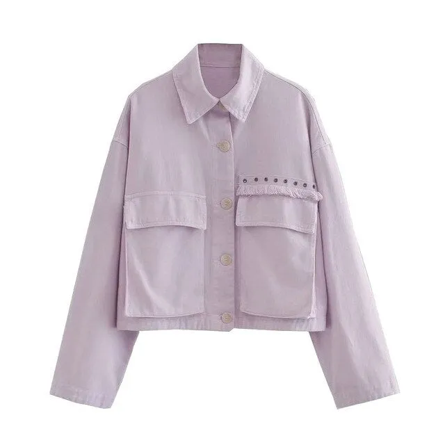 FRINGE APPLIQUES CROPPED JACKET