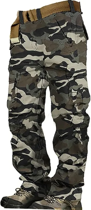 GIERIDUC Mens Hiking Stretch Pants Camouflage Tactical Pants Lightweight Cotton Outdoor Military Combat Cargo Pants Trousers