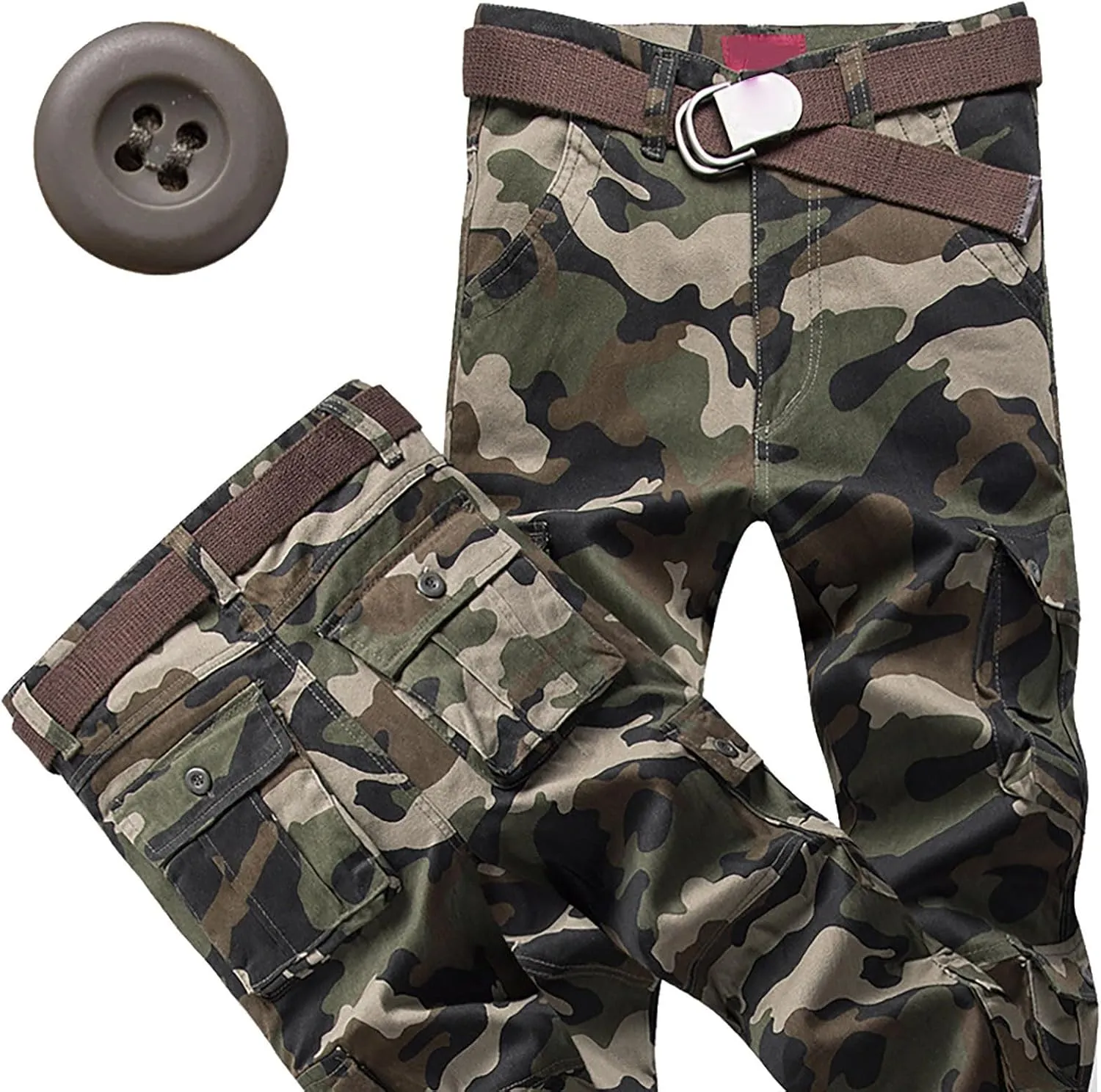 GIERIDUC Mens Hiking Stretch Pants Camouflage Tactical Pants Lightweight Cotton Outdoor Military Combat Cargo Pants Trousers