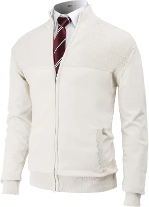 H2H Mens Casual Slim Fit Knitted Cardigan Zip-up Long Sleeve Thermal with Twisted Pattern
