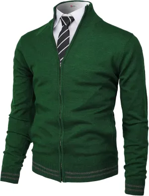 H2H Mens Casual Slim Fit Knitted Cardigan Zip-up Long Sleeve Thermal with Twisted Pattern