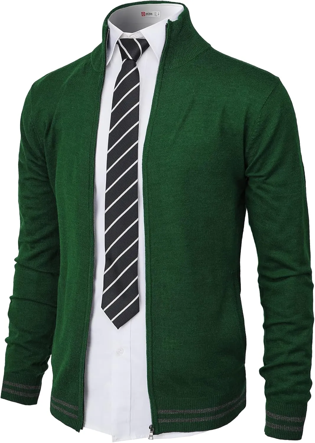 H2H Mens Casual Slim Fit Knitted Cardigan Zip-up Long Sleeve Thermal with Twisted Pattern