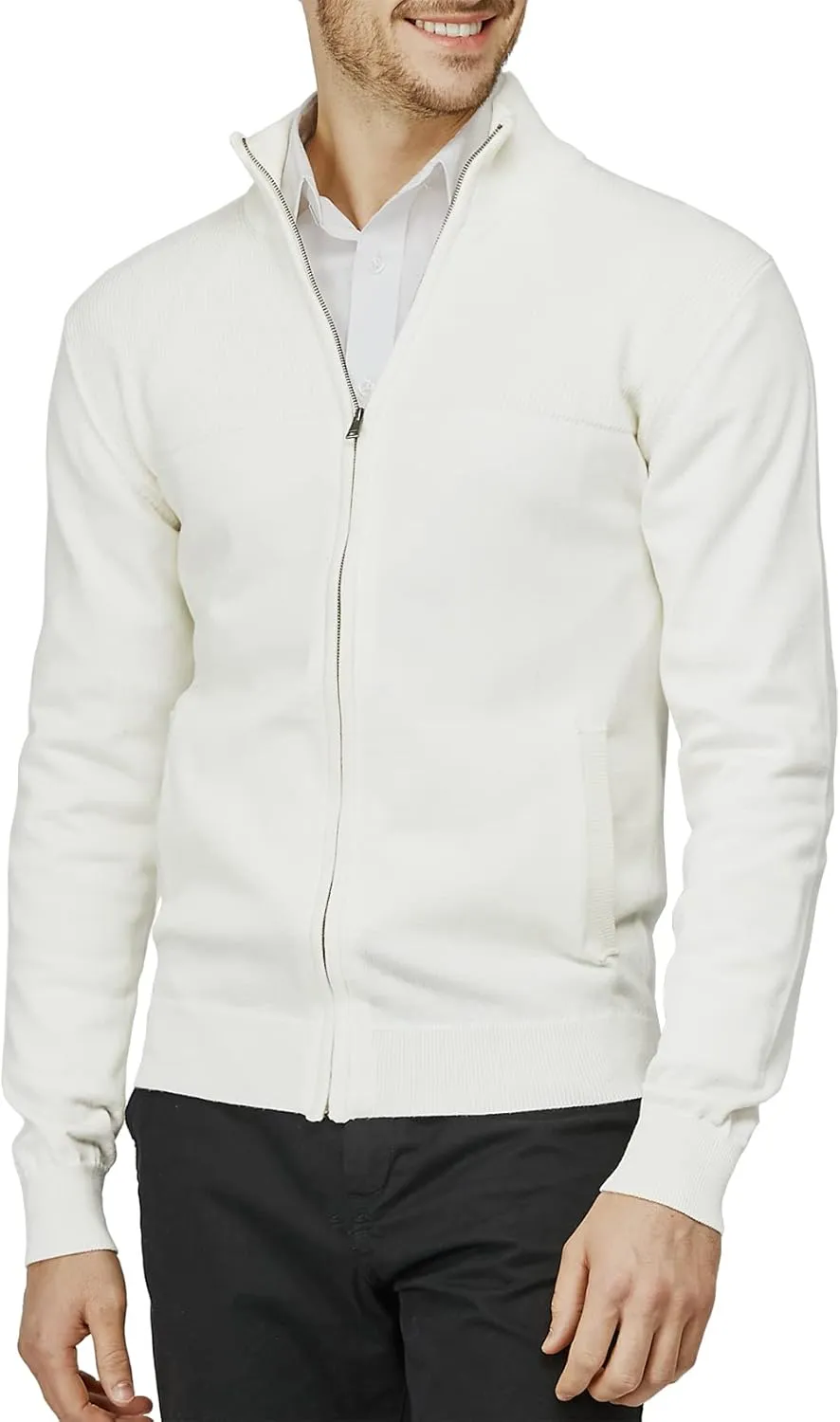 H2H Mens Casual Slim Fit Knitted Cardigan Zip-up Long Sleeve Thermal with Twisted Pattern