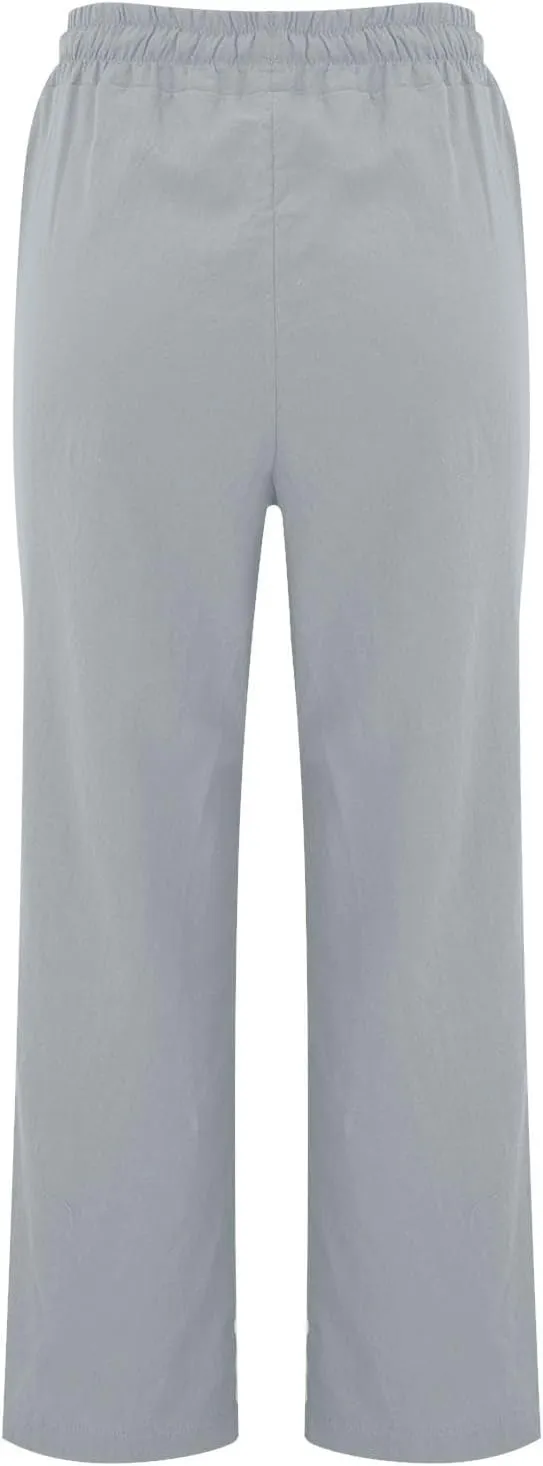 High Waisted Womens Sweatpants Golf Petite, Wide Leg Yoga Pants for Women Cotton Linen Wide Leg Summer Trousers