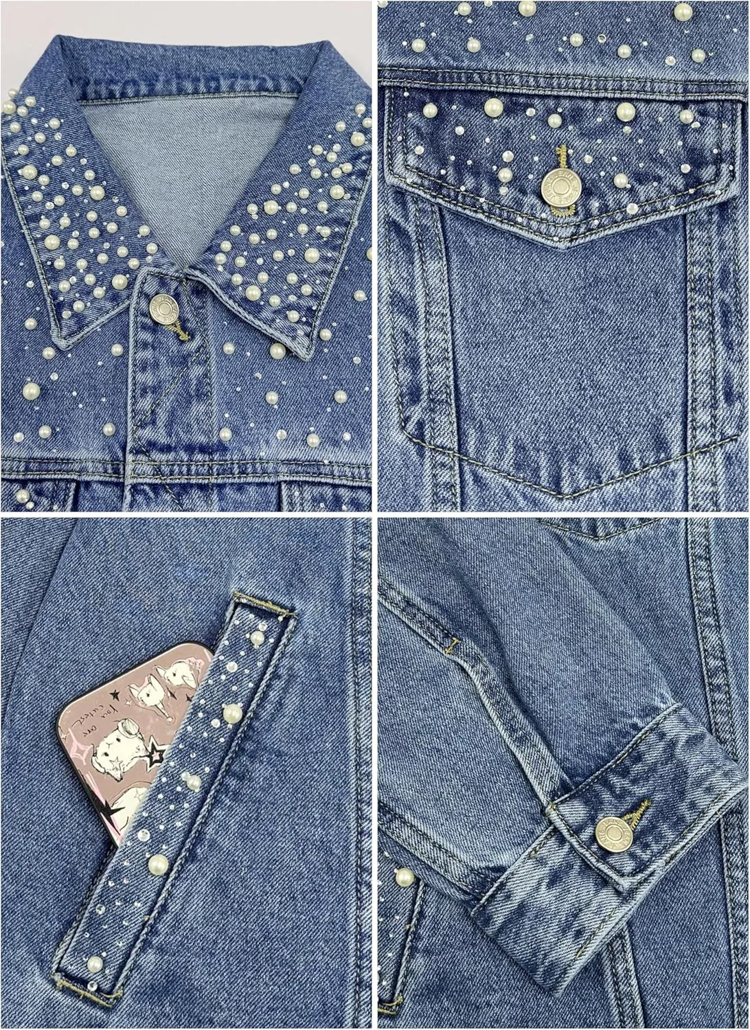 Jean Jacket for Women, Oversize Trendy Denim Jacket, Women's Loose Long Boyfriend Jean Jackets Coat