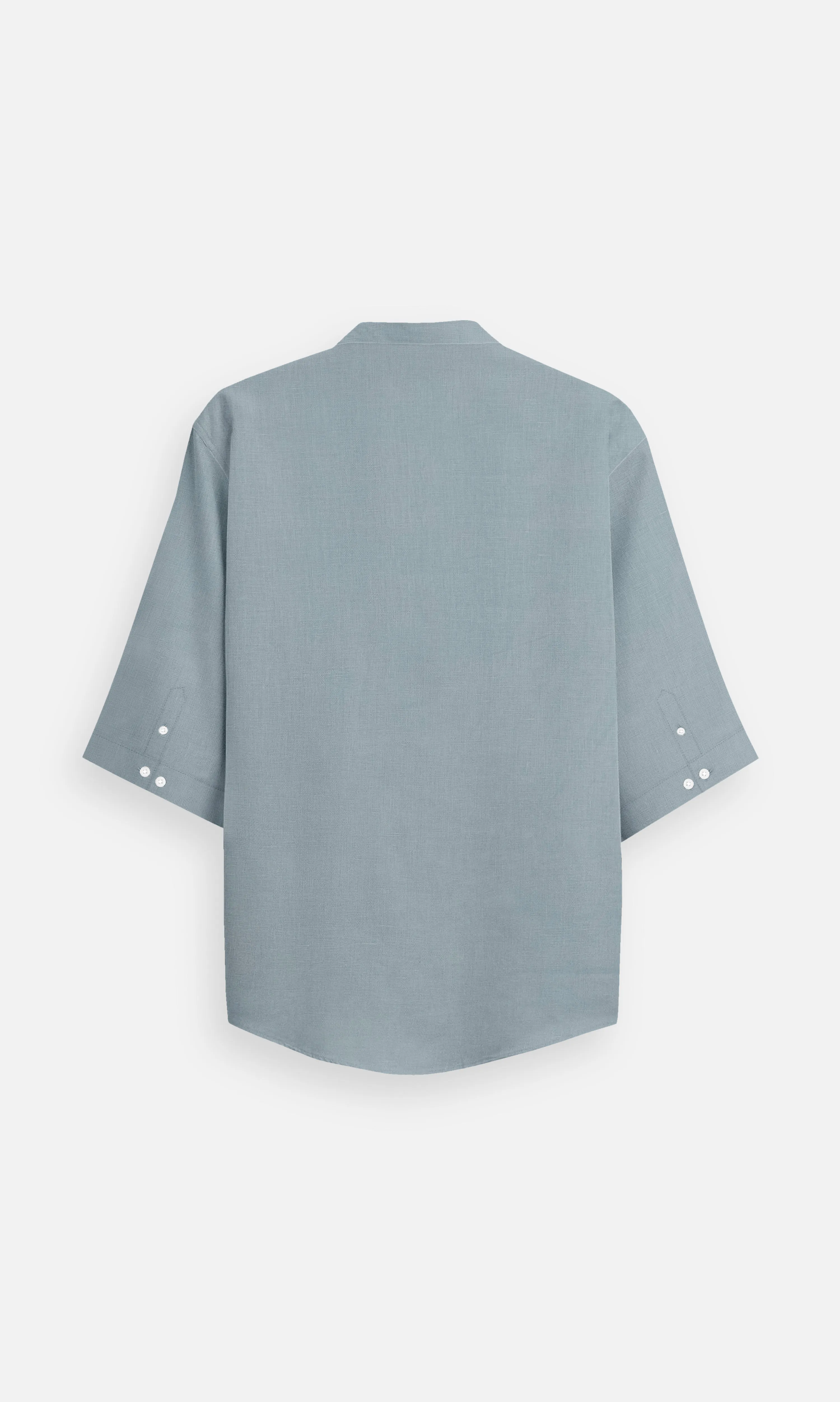Light Grey Plain Regular Wear Pure Linen Kurta Style Shirt - AddysForMen