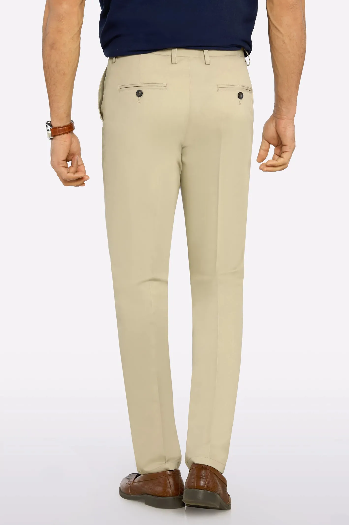 Light Khaki Smart Fit Cotton Trouser