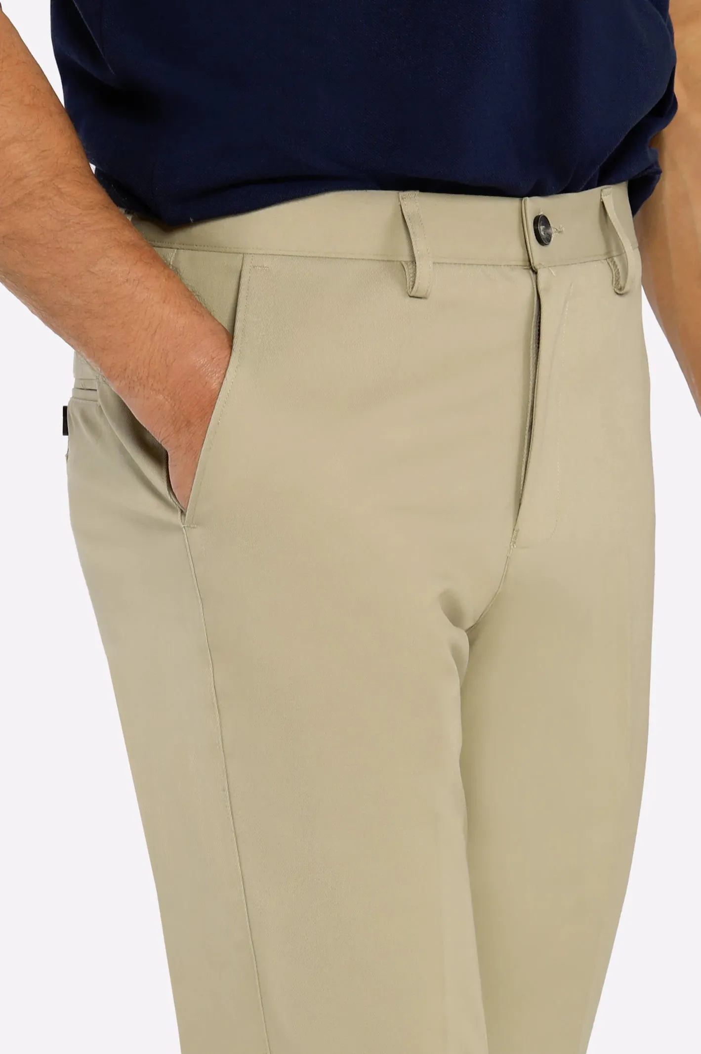 Light Khaki Smart Fit Cotton Trouser