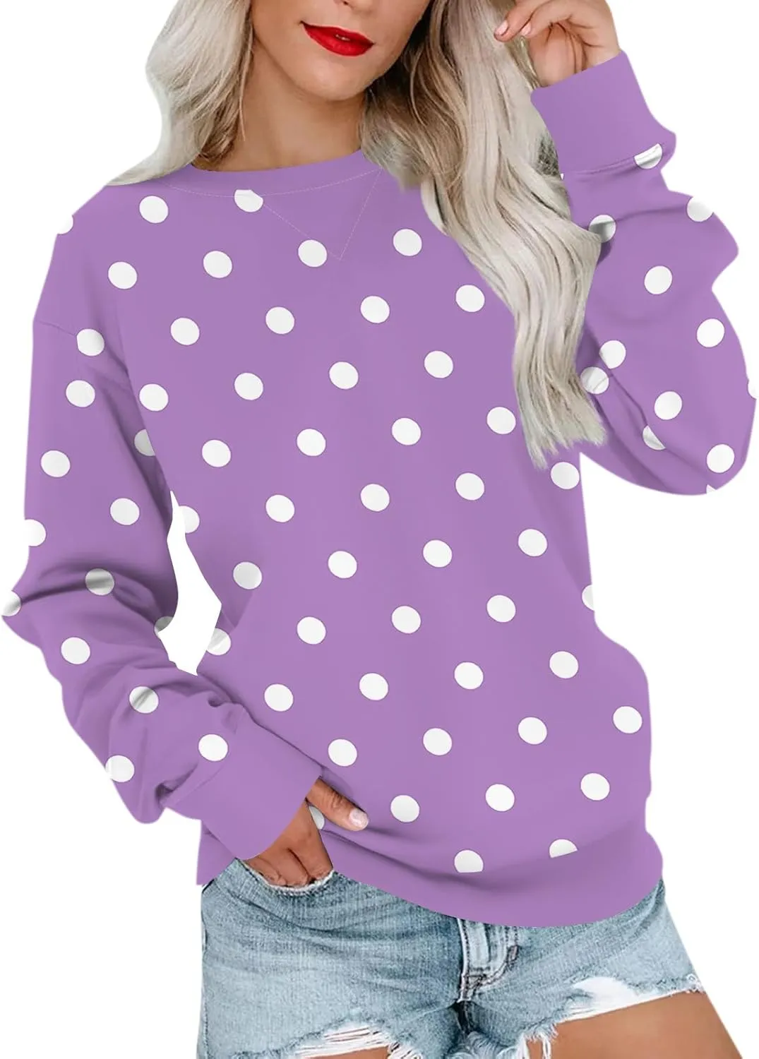 Long Sleeve Shirts For Women Trendy Fall Fashion Tops Round Neck Drop Shoulder Womens Casual Sweatshirt Pullover Tops