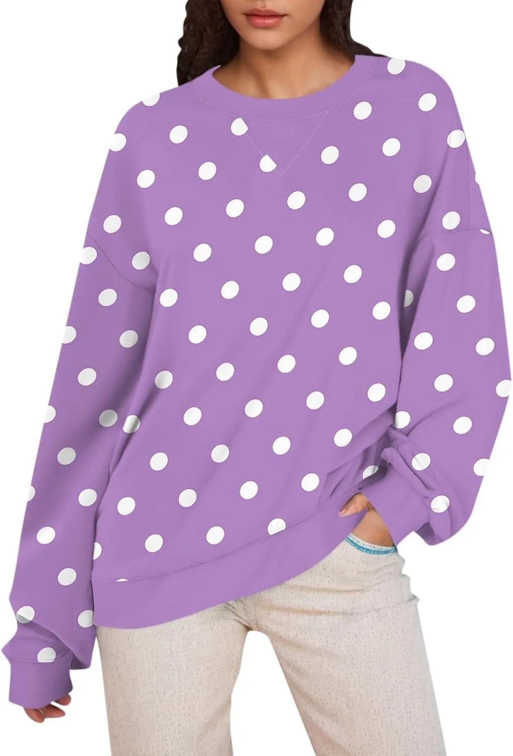 Long Sleeve Shirts For Women Trendy Fall Fashion Tops Round Neck Drop Shoulder Womens Casual Sweatshirt Pullover Tops