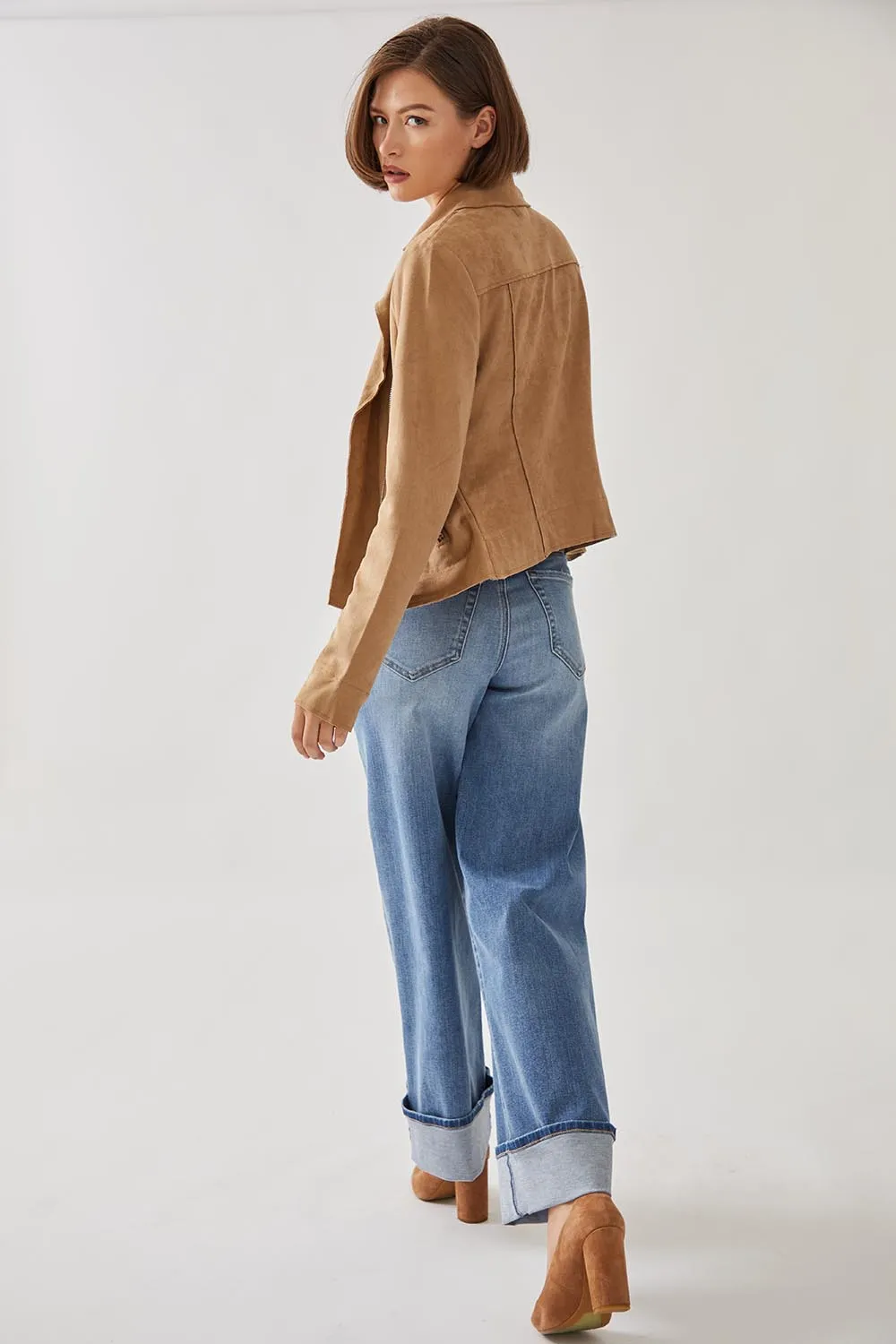 Maeve Faux Suede Moto Jacket