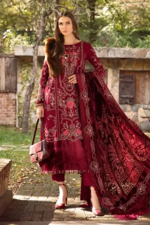 MARIA B WINTER LINEN COLLECTION DEEP PINK DL-1112