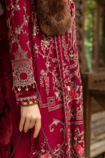 MARIA B WINTER LINEN COLLECTION DEEP PINK DL-1112