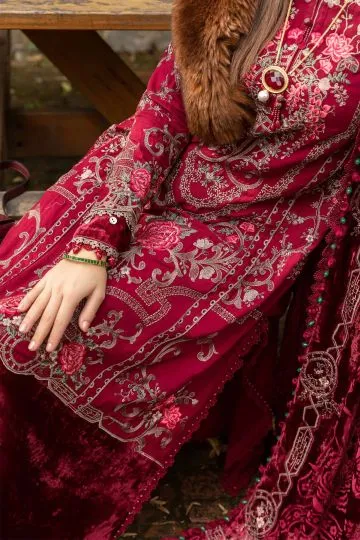 MARIA B WINTER LINEN COLLECTION DEEP PINK DL-1112