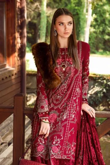 MARIA B WINTER LINEN COLLECTION DEEP PINK DL-1112
