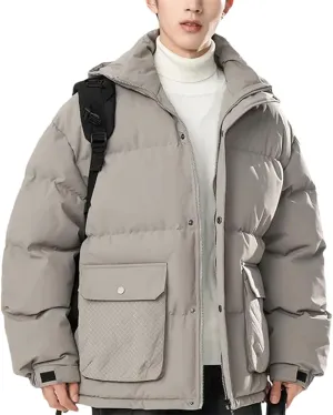 Men Parkas Puffer Jackets Padded Cotton Coat Hooded Trendy Puffer Jacket Warm Cotton Jacket