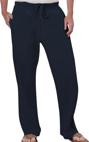 Mens Casual Pants Relaxed Fit Men's Cotton Linen Pants Lightweight Straight Legs Yoga Beach Pants Elastic Waist Drawstring Casual Trouser Chino Pant Men