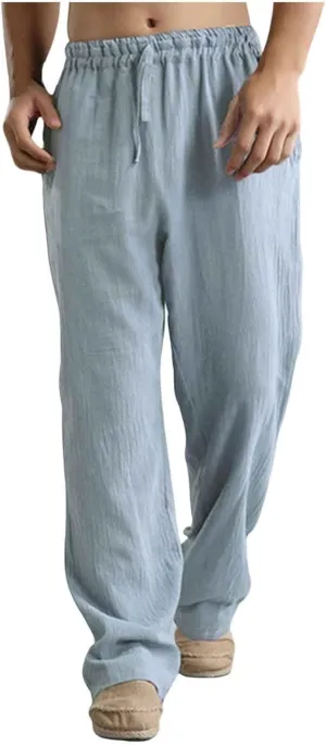 Mens Casual Pants Relaxed Fit Stretch Waist Mens Casual Pants Drawstring Elastic Waist Classic Fit Baggy Yoga Pants Running Joggers Daily Wear Trousers Skinny Chinos