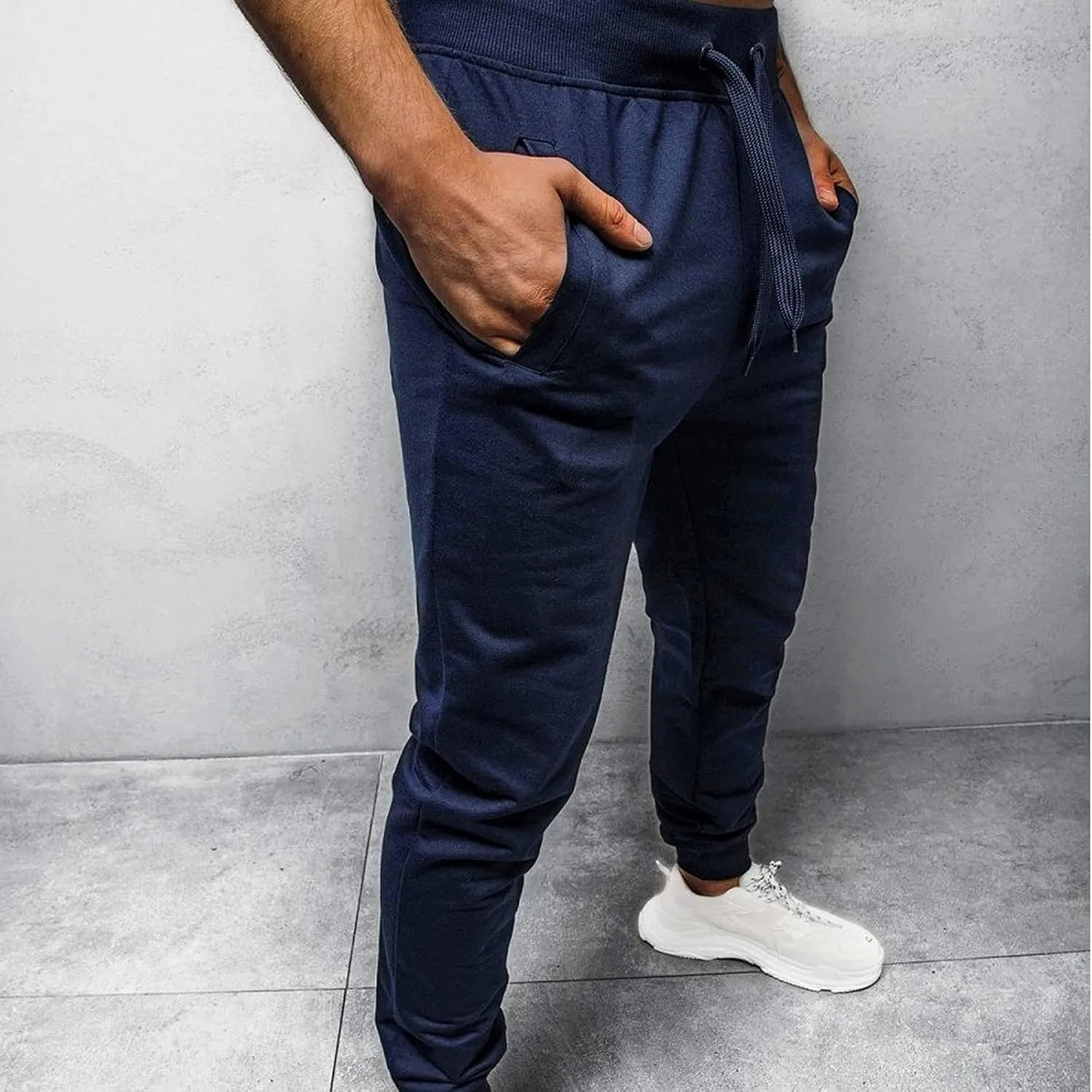 Mens Fashion Joggers Sweatpants Leg Spliced Solid Color Running Workout Trousers Running Straight Leg Pants Fall