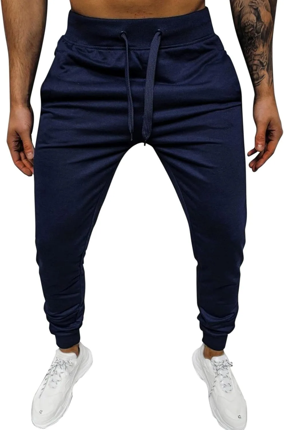 Mens Fashion Joggers Sweatpants Leg Spliced Solid Color Running Workout Trousers Running Straight Leg Pants Fall