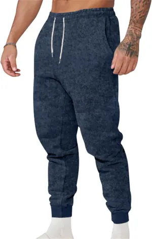 Mens Fleece Hiking Sweatpants Slim Stretchy Track Pants with Drawstring Closure for Casual Sports Athletic Jogging Activities